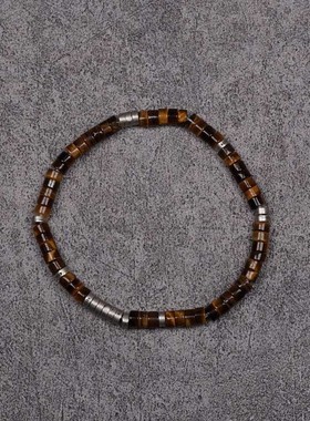 pohier宝喜儿纯银虎眼石情侣手串