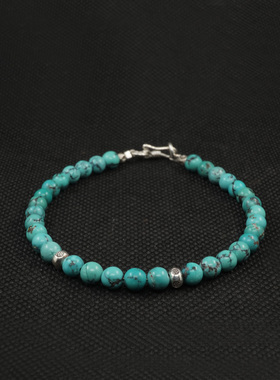 轻奢原创潮牌绿松石纯银情侣手链