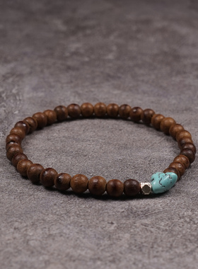 pohier绿松石沉香木手链