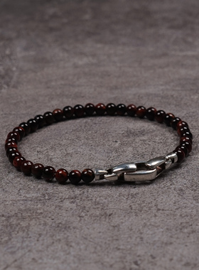 pohier银扣红虎眼手链