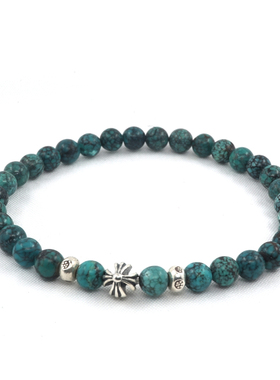 纯银天然原矿绿松石手串