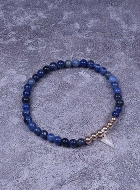 金珠天然方钠石情侣手链