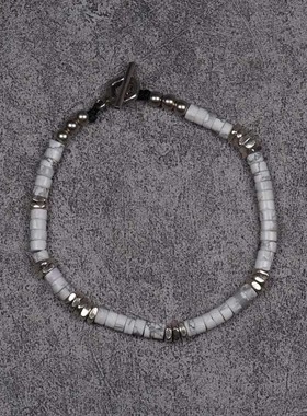 pohier宝喜儿男女白松石纯银手链