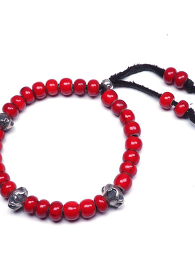 日本古董琉璃珠纯银手链