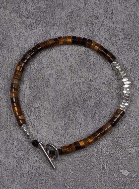 pohier南非虎眼石925银男女手链