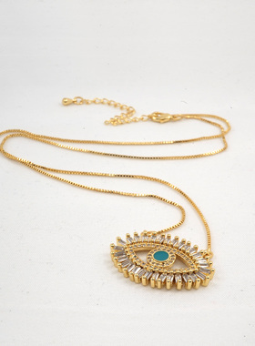 原创土耳其微镶恶魔之眼吊坠项链