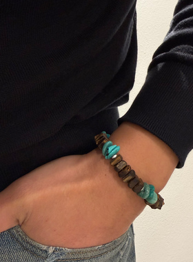 pohier随形原矿绿松石沉香手串