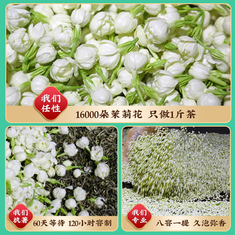 乐品乐茶2024新茶茉莉花茶浓香型特级飘雪绿茶茶叶自己喝官方旗舰 - 图2