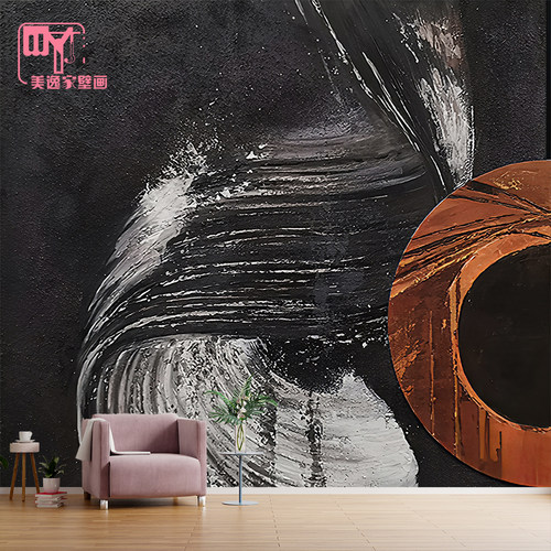 无缝壁画|防水可擦拭超大尺寸酒店民宿棋牌新中式床头画墙画壁布 - 图2