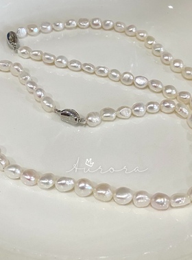 福利极简风巴洛克天然随行珍珠项链 气质百搭款BF大石头珍珠串链