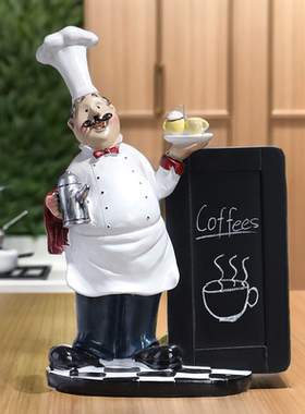 小胡子厨师创意摆件留言板独特创意留言板摆件餐厅咖啡烘焙店厨房