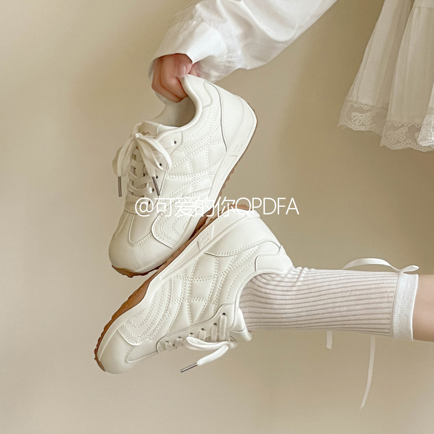 可爱的你秋季女鞋厚底小白鞋子女2025新款爆款休闲板鞋复古德训鞋,淘宝优惠券,粉丝福利购,淘宝优惠卷