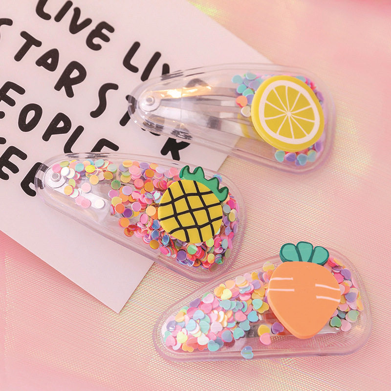Children's quicksand fruit hair clip cute baby headwear bb clip Korean style girl girl heart side broken hair small clip