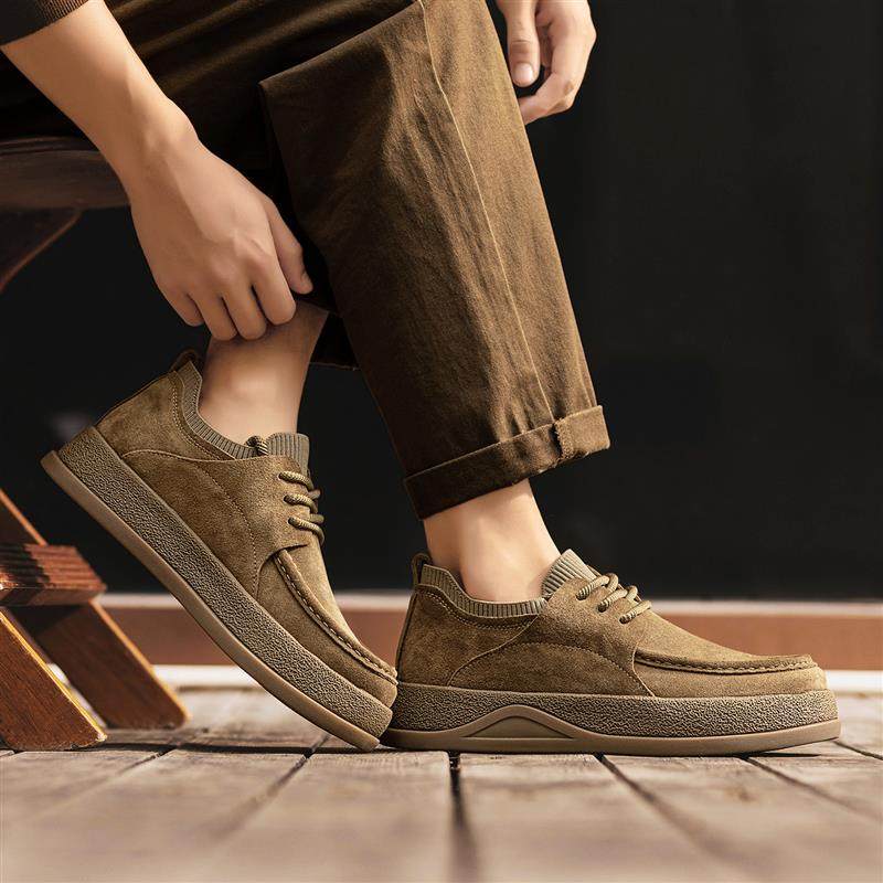 乐福鞋男秋冬季潮流翻毛皮覆古休闲男鞋2025新款软底百搭豆豆皮鞋,淘宝优惠券,粉丝福利购,淘宝优惠卷