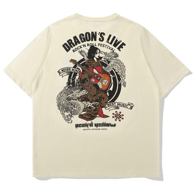 爆音娘潮牌原创个性男士短袖国潮t恤宽松纯棉半袖情侣女学生百搭