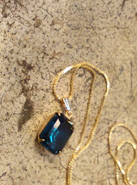 店铺独立设计少见的蓝绿色琉璃vintage古董项链出自欧美材质