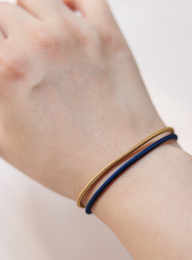 s925银双色拼色桑蚕丝手链原创