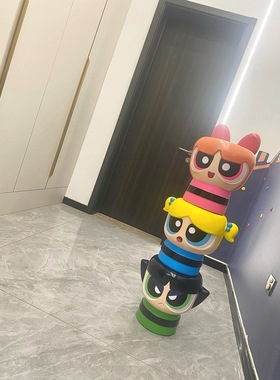 【现货玻璃钢贴纸优质版】飞天小女警客厅电视柜沙发旁边落地摆件