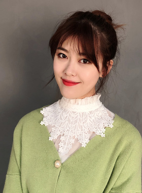 欧根纱立领衬衣领配饰女衬衫百搭