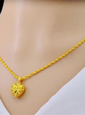 璀璨之心吊坠沙金项链女款不掉色