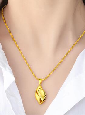 时尚沙金女款项链桃心不掉色性感锁骨百搭吊坠礼物爱心玫瑰四叶草