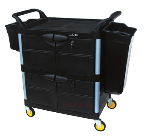 带门带锁餐车三层推车酒店收餐车收碗车多功能塑料餐厅商用小推车 - 图3