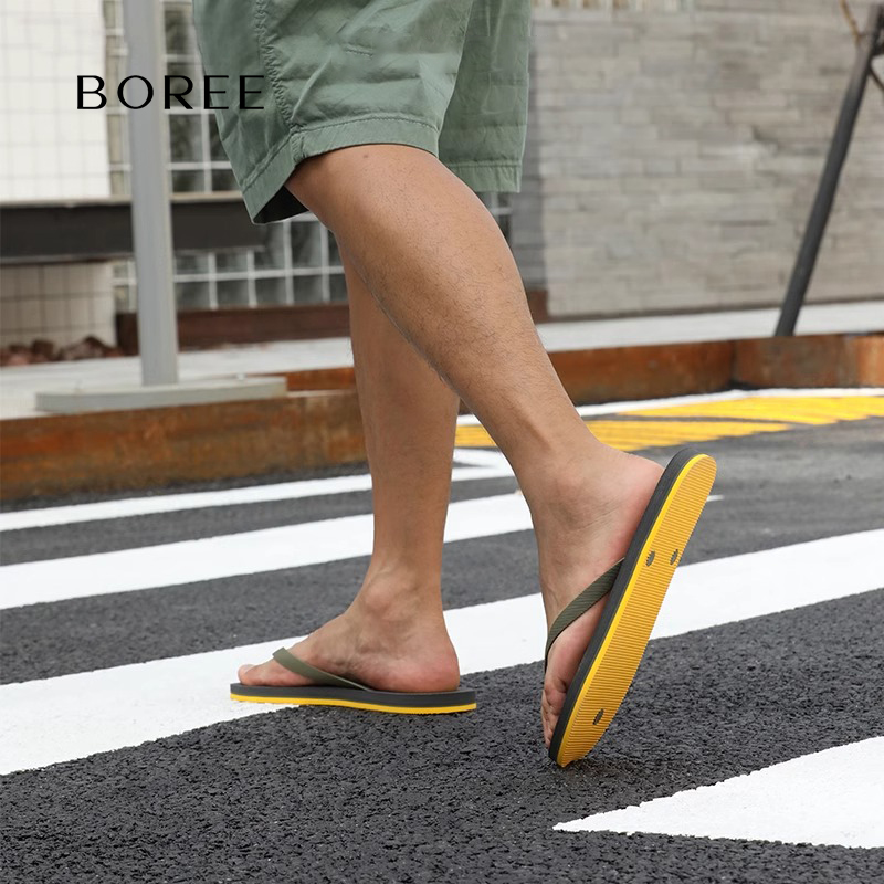 Boree/宝人人字拖男士新款石墨烯橡胶防滑夹脚外穿凉拖百搭沙滩鞋 - 图1