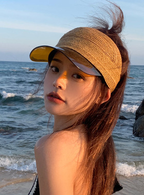 夏季防晒遮阳帽女拉菲草鸭舌帽