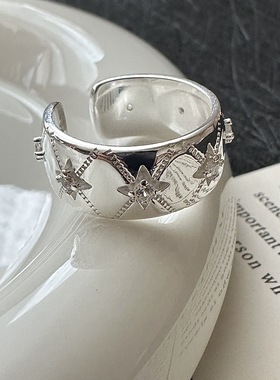 S925纯银星星戒指简约韩版