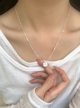 S925银方糖项链女生礼物