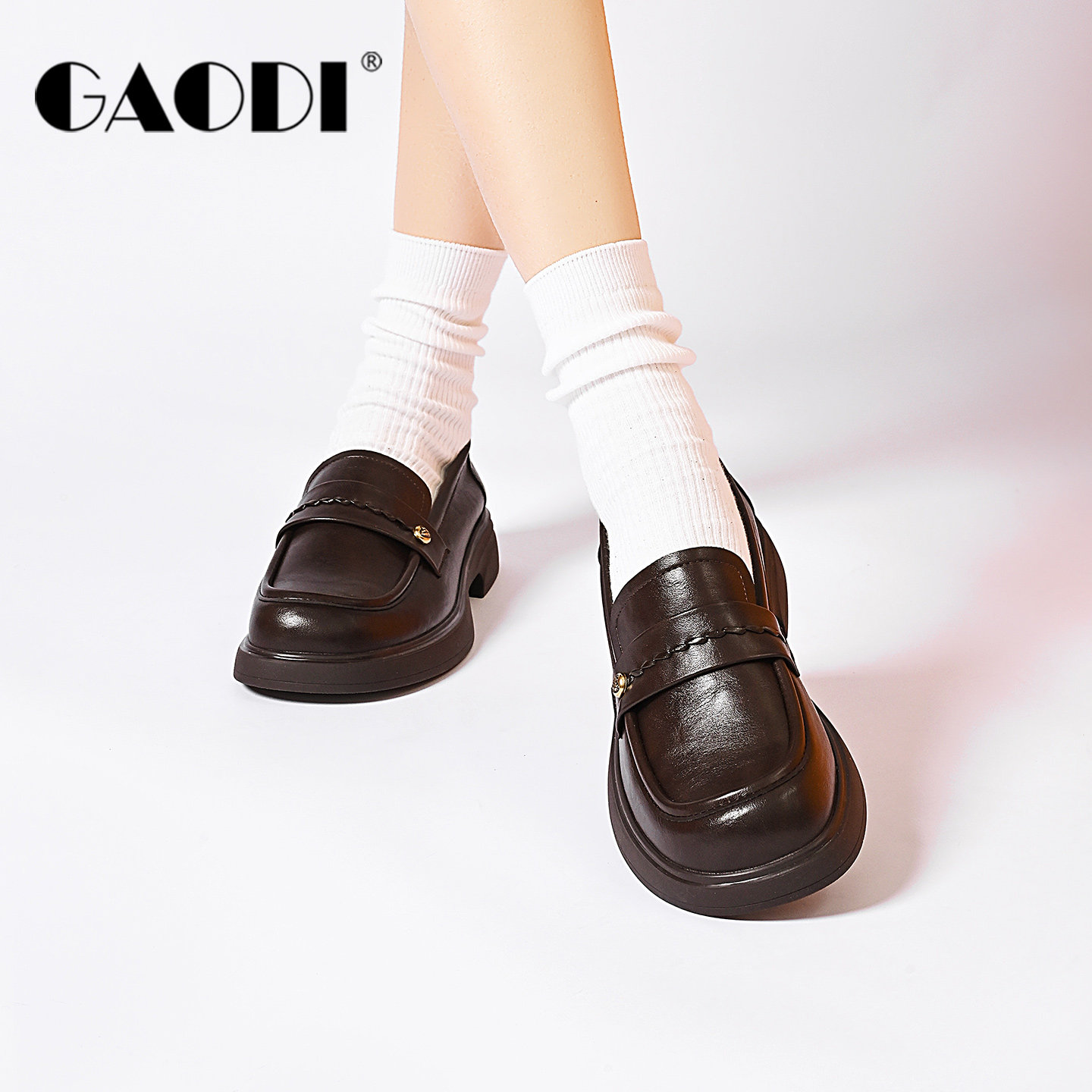 高蒂学院风低跟乐福鞋女2026春季一脚蹬百搭休闲JK小皮鞋显脚小,淘宝优惠券,粉丝福利购,淘宝优惠卷