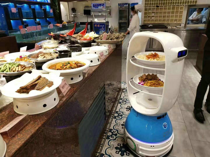 海底捞抖音同款送餐机器人餐厅酒店服务员迎宾机器人传菜赁无轨导 - 图0
