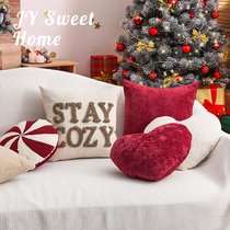 ins wind hug pillow festive decorations leaning on pillows Christmas red candy doll hug pillowcase New Years bedroom bedside cushions