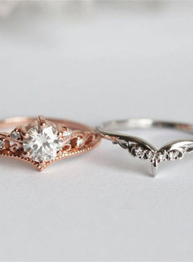 热卖新款创意皇冠分色套戒欧美