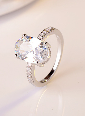 youngwish欧美时尚18k鹅蛋钻戒指