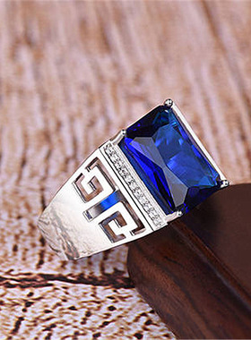 young方钻回纹商务风开口戒指