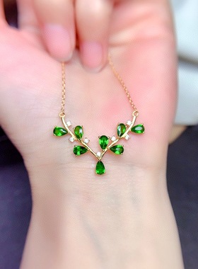 young直播仿天然鹿角镀18k透辉石