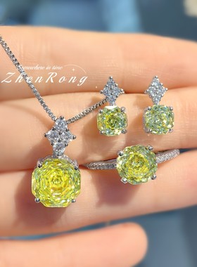 时尚轻奢八角玫瑰切吊坠项链