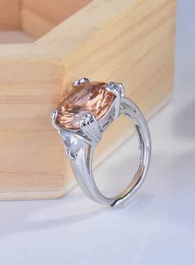 大摩根石大克拉仿香槟钻戒指