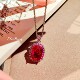 Young light luxury full diamond pigeon blood red pendant necklace simple temperament red corundum ring colorful treasure jewelry set for women