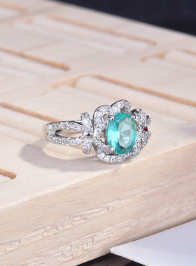 仿真碧波绿碧玺彩宝戒指