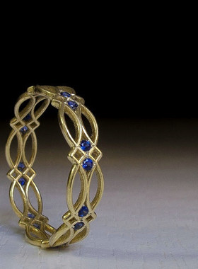 新款简约镀18k黄金通花戒指镶嵌