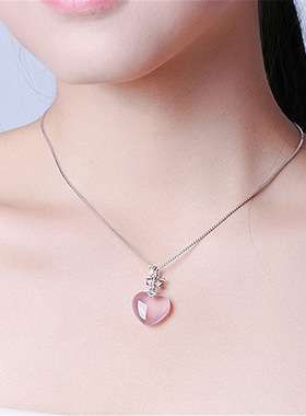 young甜美芙蓉果冻宝石心形吊坠