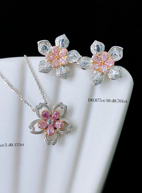 young抖音直播春日粉钻套装樱花