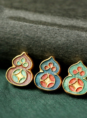 diy古法烧蓝花朵铜钱转运珠手串