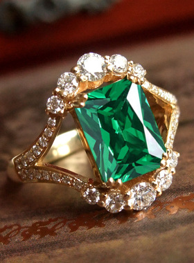 仿天然赞比亚祖母绿戒指女