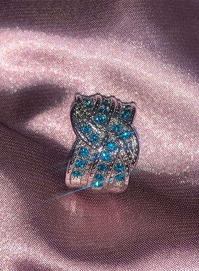 亚马逊热卖蓝宝石戒指夸张订婚