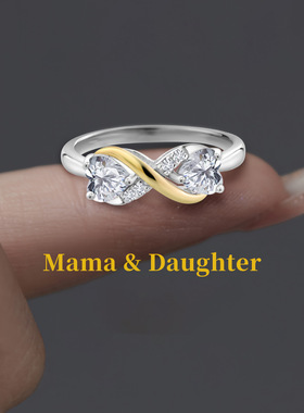 双色爱心锆石仿莫桑钻戒指女