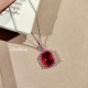 Young light luxury full diamond pigeon blood red pendant necklace simple temperament red corundum ring colorful treasure jewelry set for women