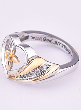 热卖新款十字架爱心形微镶戒指